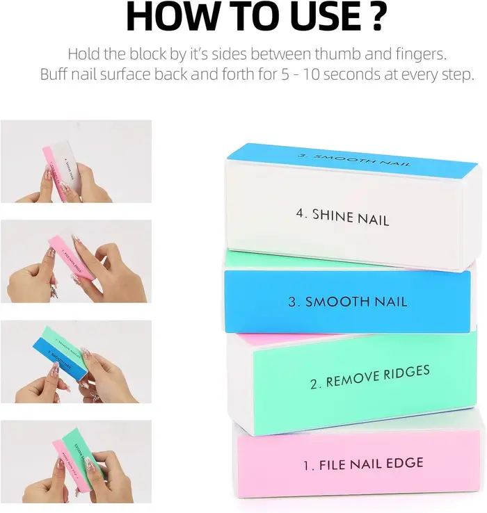 Bloc de polissage et lime à ongles rose pour pédicure