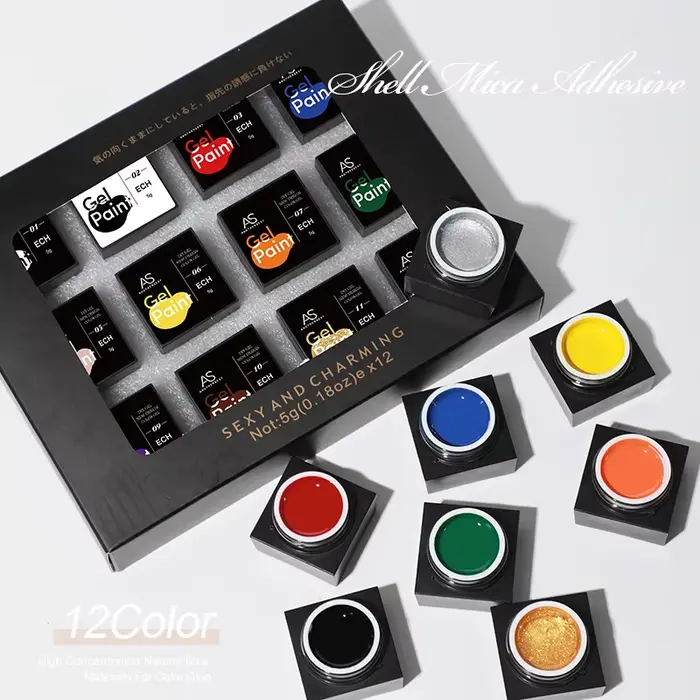 AS Sliver métal effet ligne fleur dessin Gel tremper des couleurs transparentes 5g peinture Gel vern