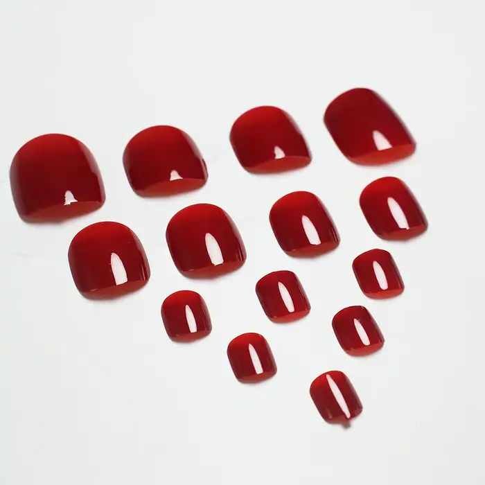 24 pièces rouge/blanc/noir/jaune/vin rouge ongles faux orteils