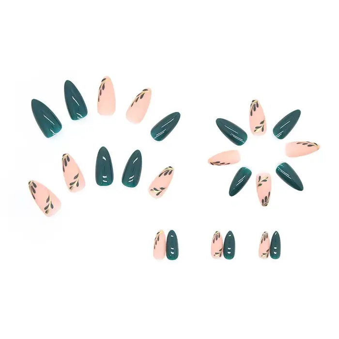 24 pièces faux ongles français amande longue couverture presse