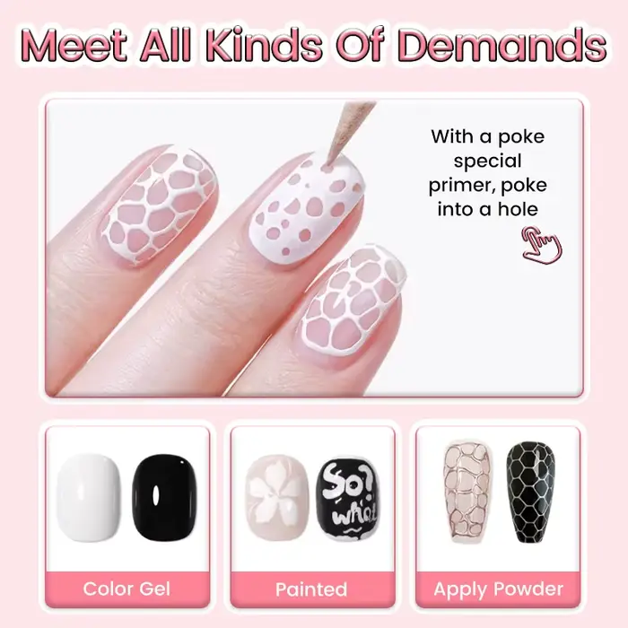 LILYCUTE 8ml Poke ongles Gel blanc noir piquant multifonctionnel UV LED Gel bulle océan vague sans essuyer dentelle peinture Gel vernis