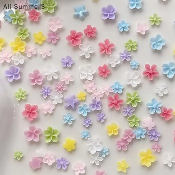 Mélange coloré de fleurs à cinq pétales, breloques pour ongles, décorations pour ongles, outils de m