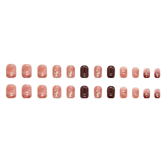 24 faux ongles rouges à presser avec breloques