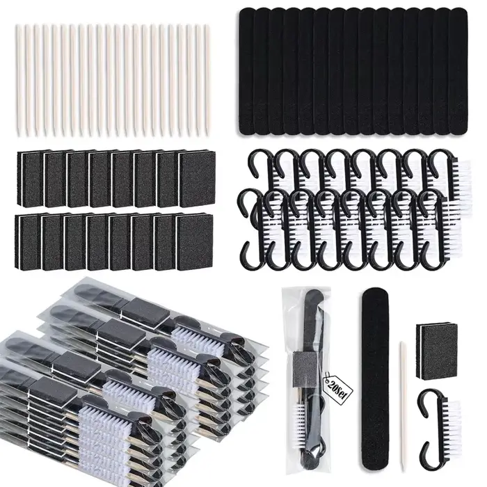 20 Kits de Manucure Jetables – Kit Ongles 4 Pièces pour Voyage, Brosse à Poignée Ergonomique, Mini L