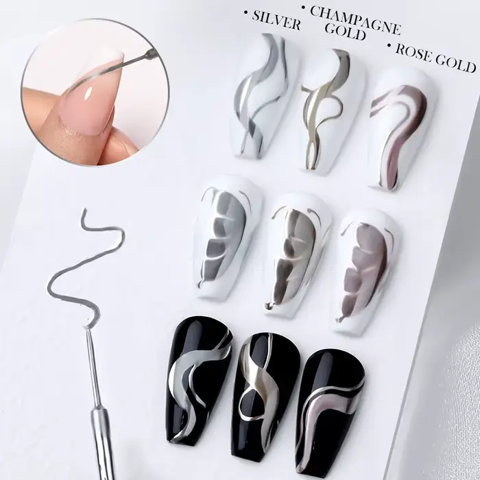 LILYCUTE 5ml vernis Gel métallique peinture Liner Super brillant or argent miroir Gel