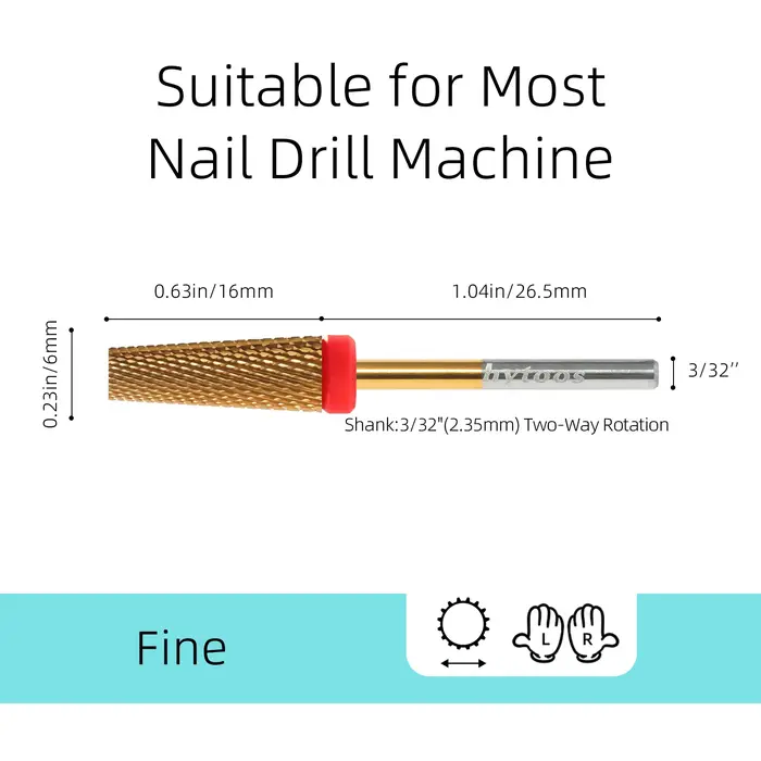 HYTOOS 5 en 1 forets à ongles 16mm bout à ongles en carbure conique à dessus plat enlever outil de G