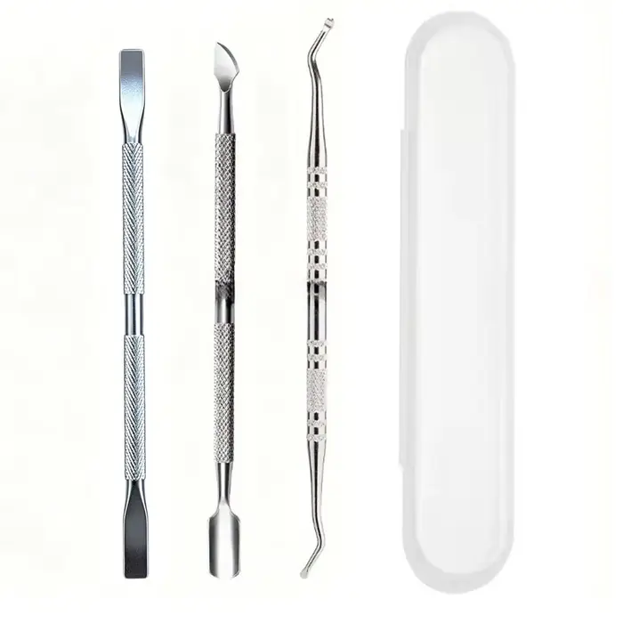 Pousse-ongles en acier inoxydable, manche texturé, produits de soin des pieds, des mains et des ongl