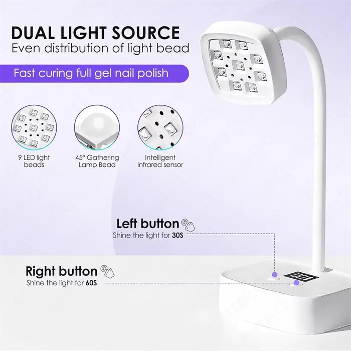 Lampe uv led ongles professionnel sans fil rechargeable
