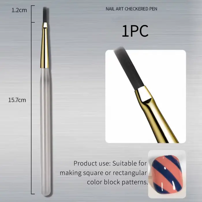 Ensemble de pinceaux pour Nail Art à carreaux français, stylo à dessin à motif de grille de ligne po