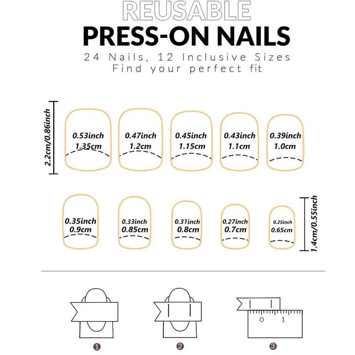 24 pièces d'ongles courts dégradés français avec 1 gelée et 1 lime à ongles