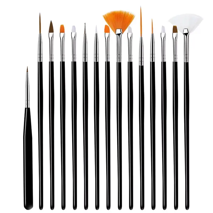 Brosse à ongles pour manucure, brosse à Gel pour Nail Art, 15 pièces/ensemble, brosse à ongles, poud