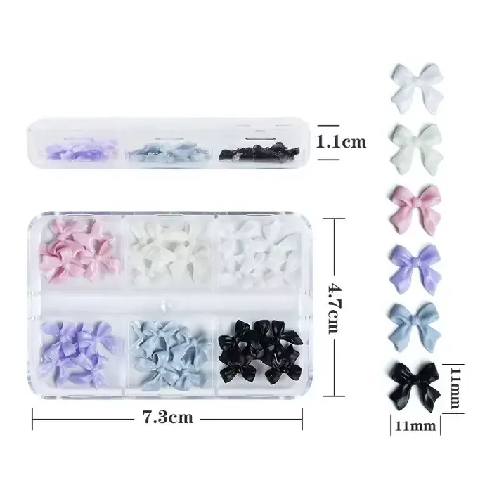 30 pièces Kawaii Mini nœud 3D mignon Nail Art décorations mat papillon ongles breloques conceptions bricolage résine
