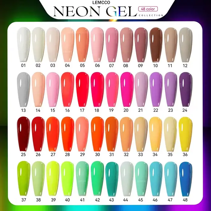 Eleanos Neon Macaron 48 couleurs ensemble de vernis à ongles Fluorescent avec livre d'affichage couleur couverture