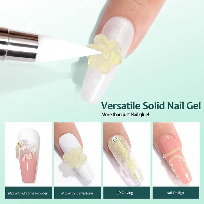 Gel adhésif solide Nailpop - Gel UV transparent pour ongles à presser