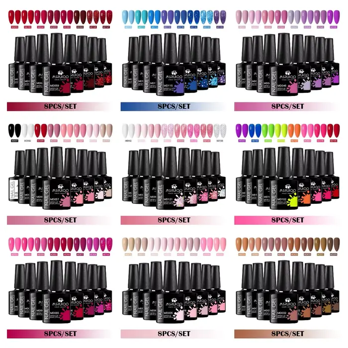 MSRUIOO 8 pièces/ensemble printemps été vernis à ongles HEMA gratuit Semi Permanent couleurs classiques