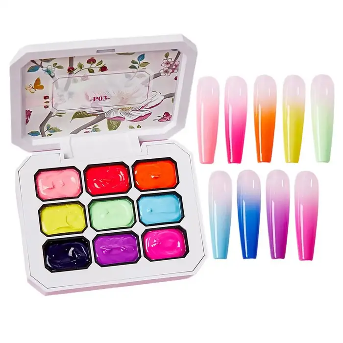 Palette de gel à ongles 9 couleurs pour dégradé
