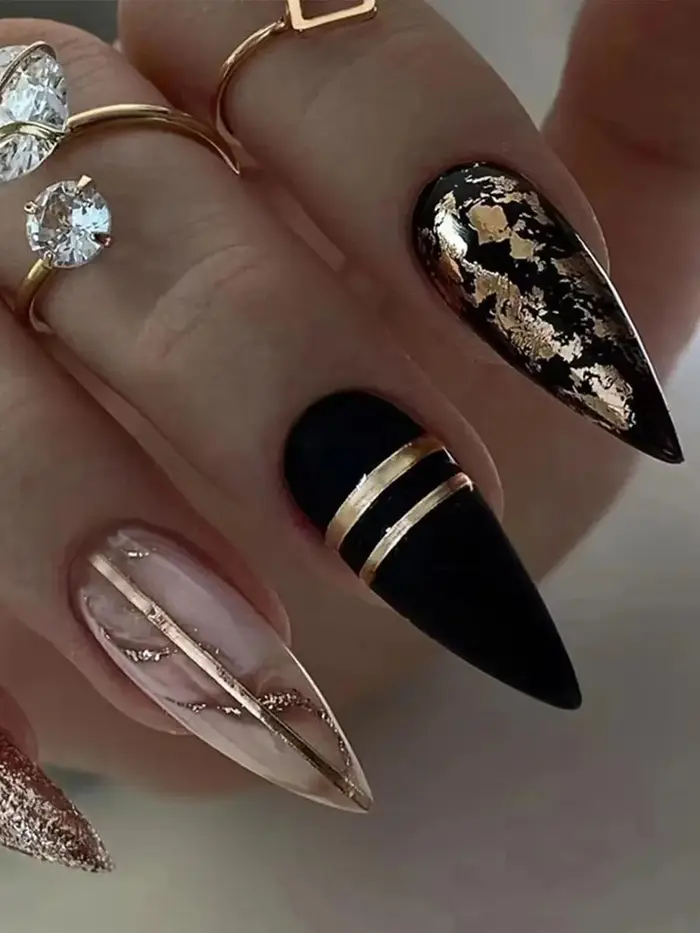 24 pièces de nouveaux ongles à pression de style français (autocollants pour faux