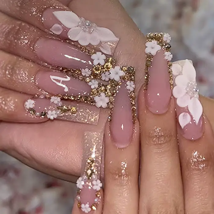 Faux ongles ballerine longs à pression