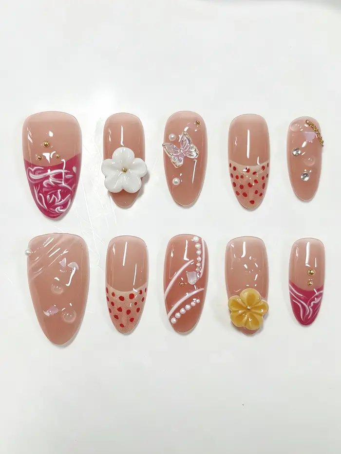 10 faux ongles courts en forme d'amande