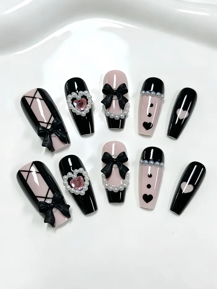 10 faux ongles trapézoïdaux de longueur moyenne