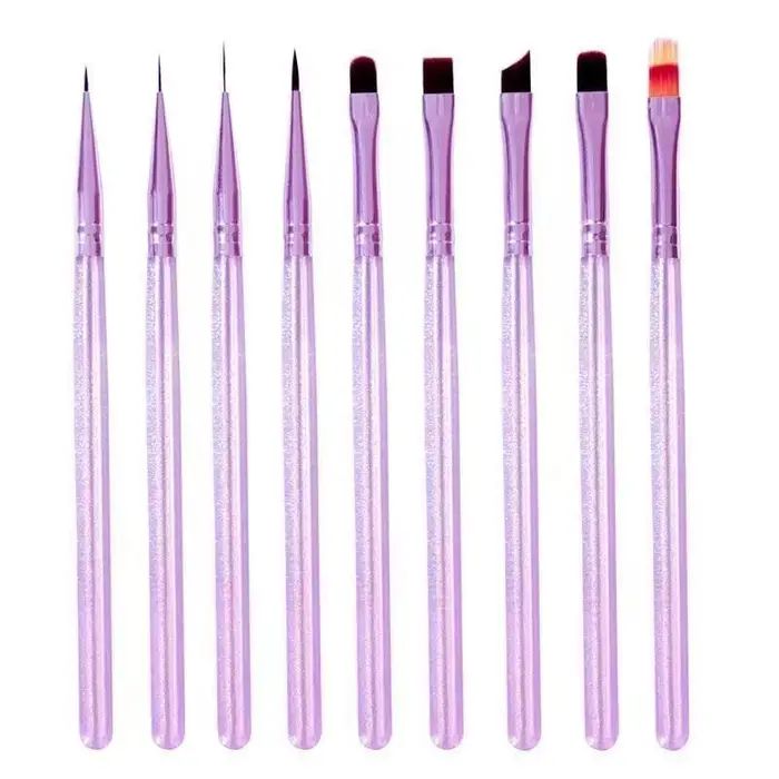 Ensemble de 9 pinceaux pour nail art violet