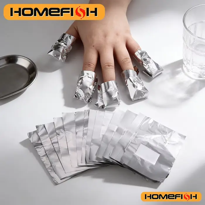 Lot de 100 lingettes en aluminium pour dissolvant de vernis gel