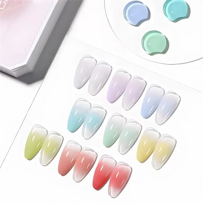 1 pièce de vernis à ongles gel solide 9 couleurs, vernis à ongles gel dégradé haute saturation à couche épaisse, produits de nail art couleur unie élégants