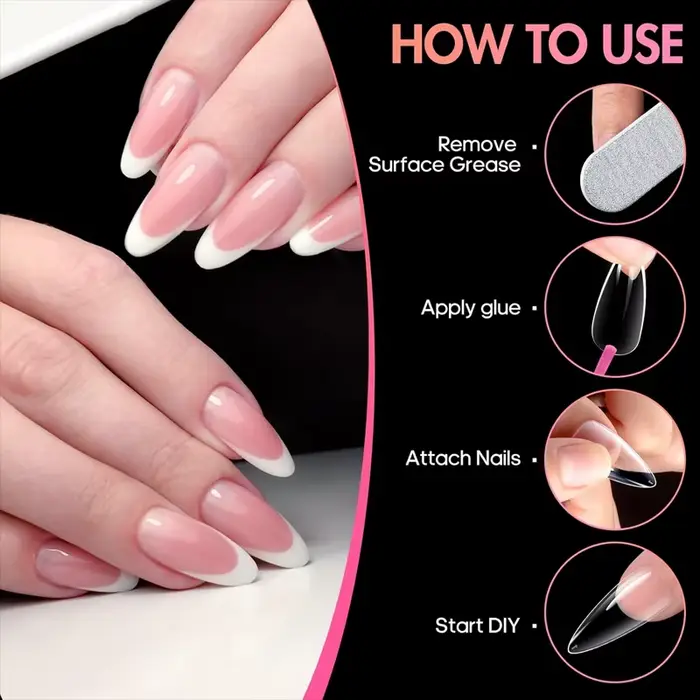 Pointes d'ongles en forme d'amande de taille moyenne - 120 pièces