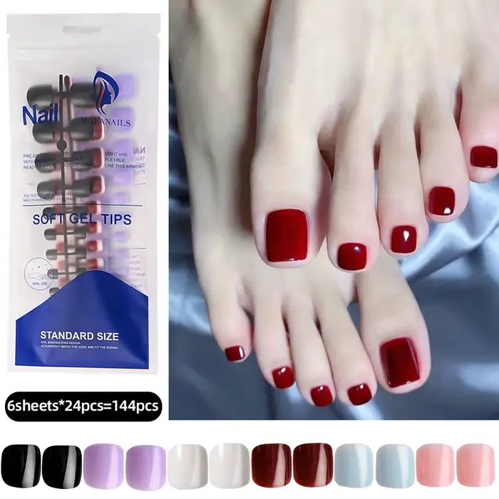 Faux ongles français à pression pour orteils, 120 pièces, en acrylique, amovible, ultra-fin, couvert