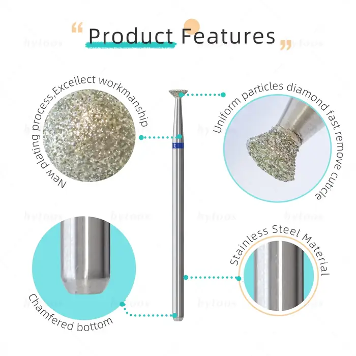 HYTOOS – foret diamant cône inversé de 4mm, dissolvant de cuticules et de peaux mortes russes, outil