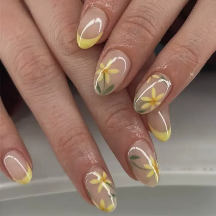 Belle Rose Rose rouge bleu fleurs français Nail Art mode portable faux ongles détachable fini faux ongles presse sur les ongles