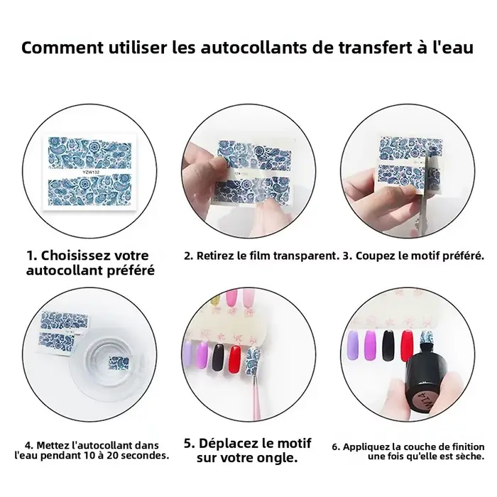 Autocollants de transfert d'eau pour Nail Art