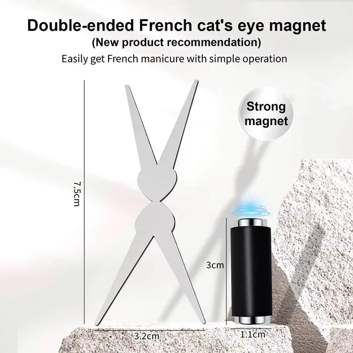Kit d'aimants pour nail art français à double tête, aimant 3D puissant effet œil de chat, pour verni