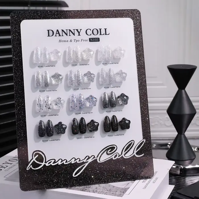 Kit de 12 vernis gel pailletés brillants pour ongles