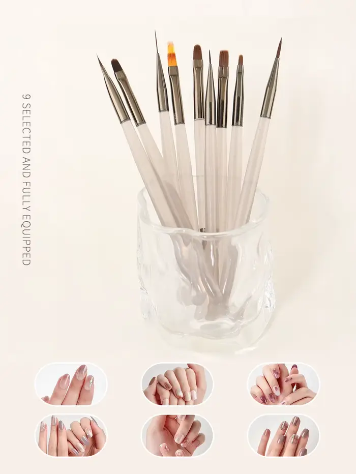 1 lot de 9 pinceaux pour Nail Art
