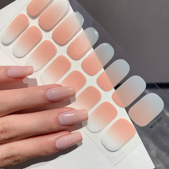 Autocollant pour ongles Semi-durci dégradé, 1 feuille, Gel solide multicolore, couverture complète,