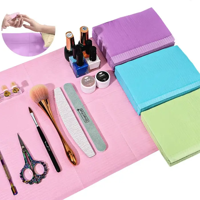 Serviettes de Table jetables pour ongles, 20 pièces, tapis, bavoirs dentaires violets, bavoirs de de