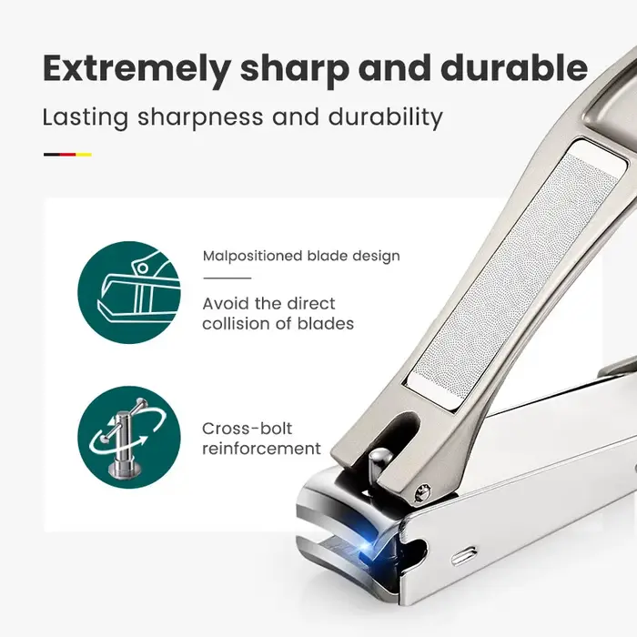 【Design anti-éclaboussures】 Coupe-ongles professionnel en acier inoxydable – Outil de manucure bionique avec poignée ergonomique pour une utilisation en voyage à domicile