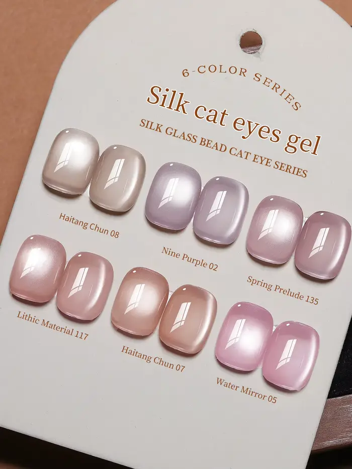 1/6 pièces Nail Art Super brillant rose Satin oeil de chat Gel pour ongles magnétique