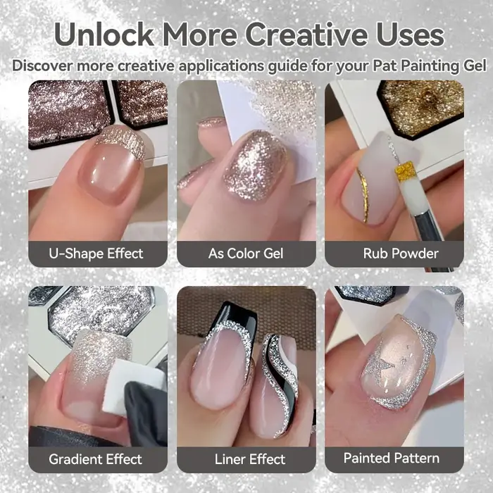UR SUGAR Glimmer Pat Painting Gel Vernis à Ongles Or Argent pour French Manucure DIY, pour Dessins de Lignes, Fleurs, Effets Peints et Estampés