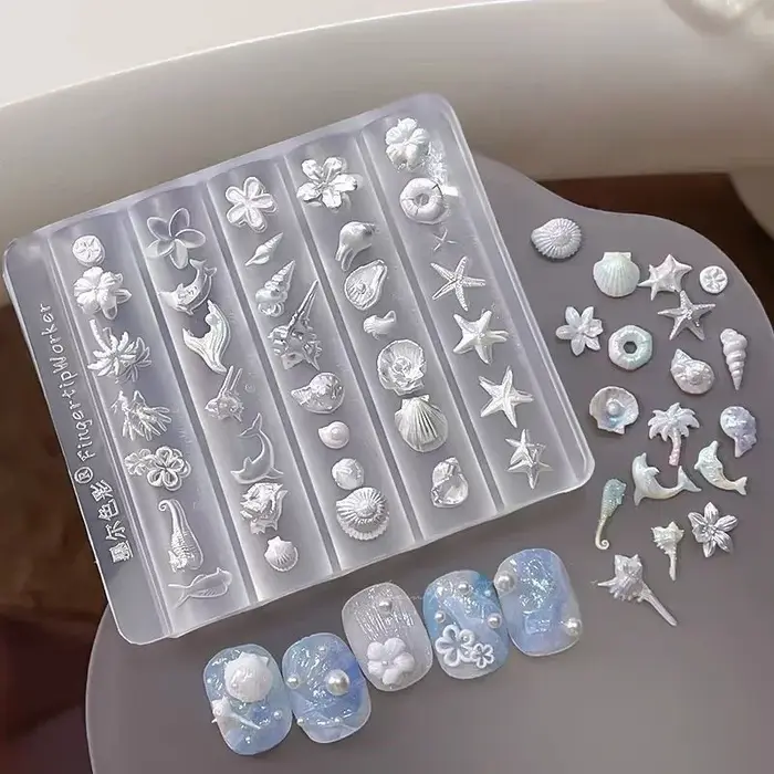 1 morceau de moule d'art d'ongle de style océan