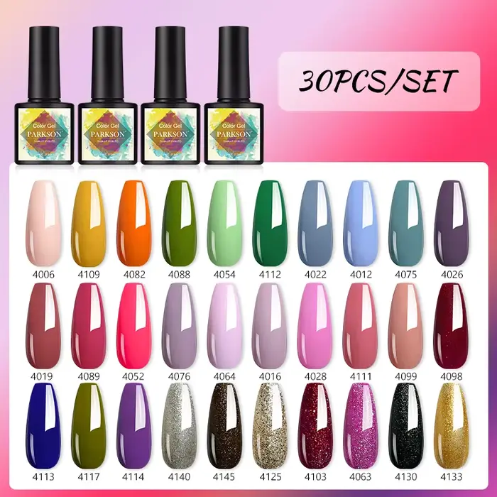 Parkson – ensemble de vernis gel semi-permanent, série violet gris, 8ml, 30 pièces, vernis à ongles