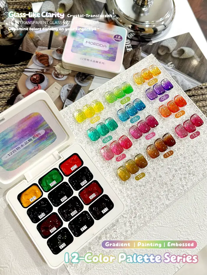 Gel semi-permanent pour ongles en 12 couleurs, gel solide pour nail art, gel UV LED à faire tremper,