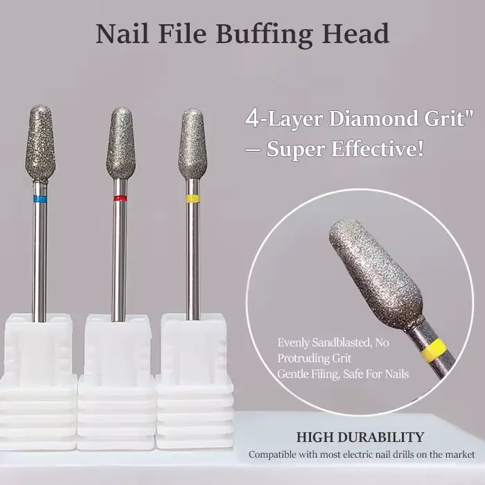 Limes à ongles en diamant, perceuse, mèche de polissage des cuticules, tête de meulage des ongles, m