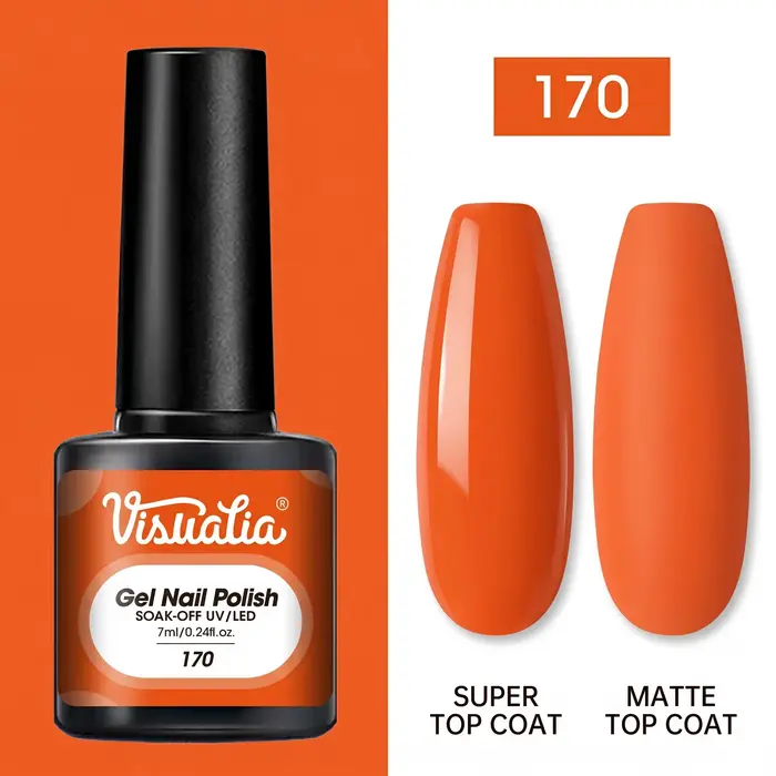 Orange monocolore - vernis à ongles gel, longue tenue et facile à appliquer à la maison, adapté aux 