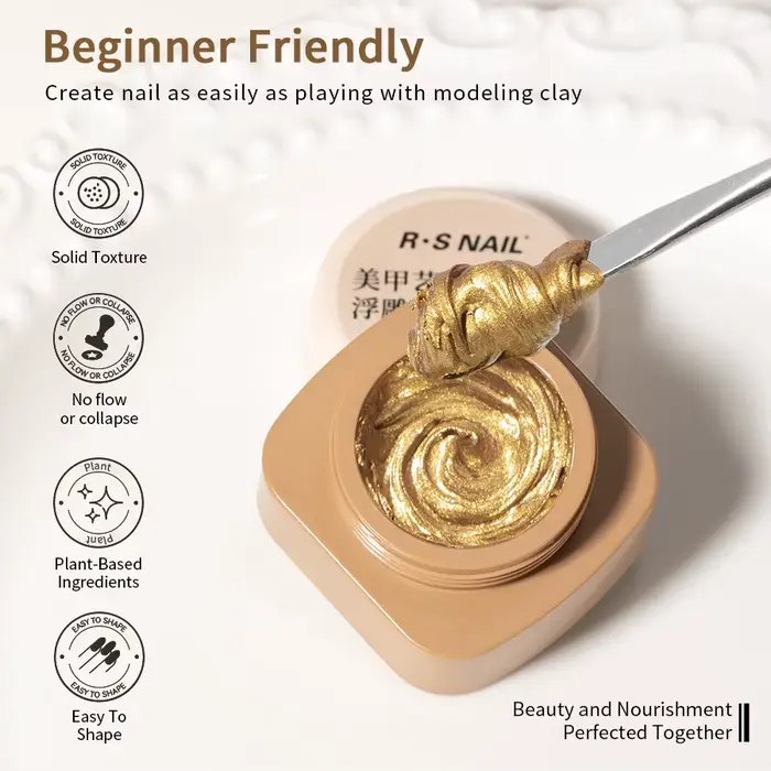 RSNAIL Gel 3D Métallique Gaufré Sans Résidu