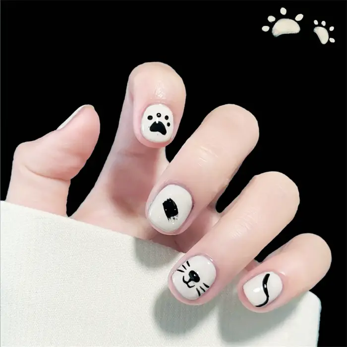 Faux ongles de cercueil courts et ronds réutilisables à couverture complète avec colle
