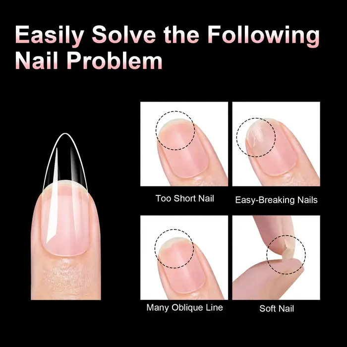 100 pièces cercueil d'amande Gel souple ongles conseils demi-givré couverture complète presse