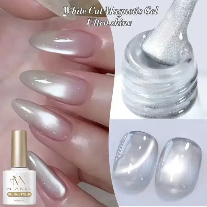 MIANEL 10ML Vernis à ongles gel blanc transparent effet œil de chat