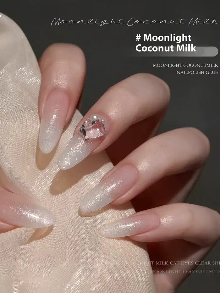 MIANEL 2026 Été Lueur de Lune Lait de Coco Blanc Effet Œil de Chat Vernis à Ongles Gel Magnétique Brillant Nuit Incluant